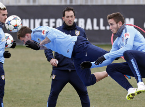 temporada 14/15. Entrenamiento en la ciudad deportiva de Majadahonda.Jugadores realizando ejercicios físicos durante el entrenamiento