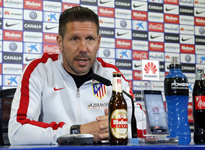 temporada 14/15. Rueda de prensa de Simeone en el estadio Vicente Calderón.
