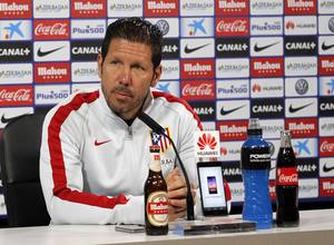Diego Pablo Simeone, entrenador del Atlético de Madrid, compareció en rueda de Prensa antes de viajar a Málaga