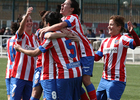 Temporada 2012-2013. Las jugadoras celebran el gol de Marta Carro ante el Levante Las Planas