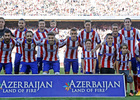 temporada 14/15. Partido Atlético de Madrid Barcelona.Once titular del partido en el Calderón