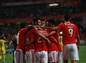 Celebración del Benfica tras un gol en Liga