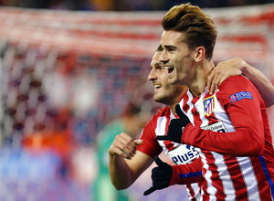 temporada 15/16. Partido Atlético de Madrid Galatasaray.  celebración gol de Griezmann