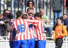 Los jugadores del Atlético C celebran uno de los goles conseguidos ante el Rayo Majadahonda