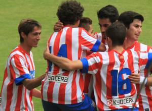 Los juveniles festejan el gol conseguido por Ivi ante Las Palmas en Copa