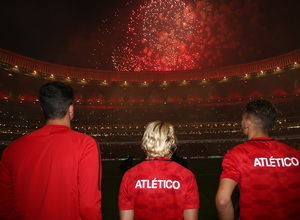 Inauguración del Wanda Metropolitano. 16 de septiembre de 2017. Griezmann, Lucas y Werner