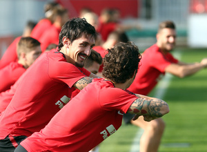temporada 17/18. Entrenamiento en la ciudad deportiva Wanda.  Savic durante el entrenamiento