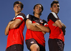Borja Paris, Borja Martínez y Carlos Ramos posan para la web en un reportaje antes de la semifinal de Copa Juvenil contra el Athletic