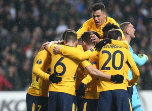 Europa League | Copenhague - Atleti - Celebración grupo gol de Gameiro