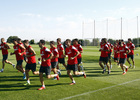 Temporada 13/14. Entrenamiento. Equipo entrenando en los Ángeles de San Rafael, equipo corriendo
