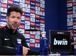 temporada 17/18. Rueda de prensa de Simeone en la ciudad deportiva Wanda. Simeone durante la rueda de prensa