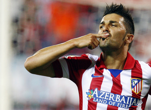 Temporada 13/14. Partido Supercopa. Vicente Calderón. Villa celebrando gol