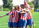 Temporada 2013-2014. Las jugadoras del Féminas B celebran un gol