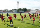 Temporada 13/14. Entrenamiento. Equipo entrenando en Majadahonda. Equipo realizando rondos durante