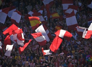 Temporada 2013/2014 Atlético de Madrid - Celta. La afición rojiblanca en el Vicente Calderón.