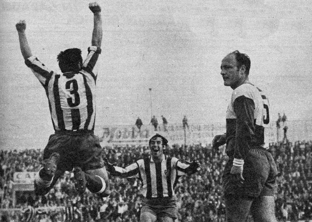 Temp. 1969-70 | Campeones de Liga  en Sabadell | Celebración gol Calleja