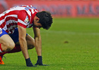 temporada 13/14. Partido Atlético de Madrid Sevilla. Costa lamentándose