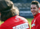 temporada 13/14. Entrenamiento en la Ciudad deportiva de Majadahonda. Koke riendo durante el entrenamiento