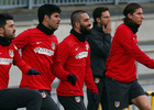 temporada 13/14. Entrenamiento en la Ciudad deportiva de Majadahonda. Jugadores calentando