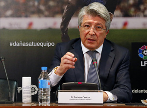 temporada 13/14. Acto contra la pirater&iacute;a en la LFP. Cerezo Tebas Cardenal y Paco G&eacute;mez asistieron al acto